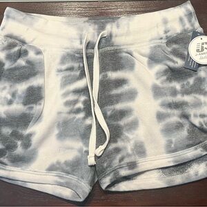 J. America Women's Gray White Tie-Dye Shorts size large pockets tie close